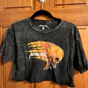 Metallica Black Cropped T-Shirt with Skull Design